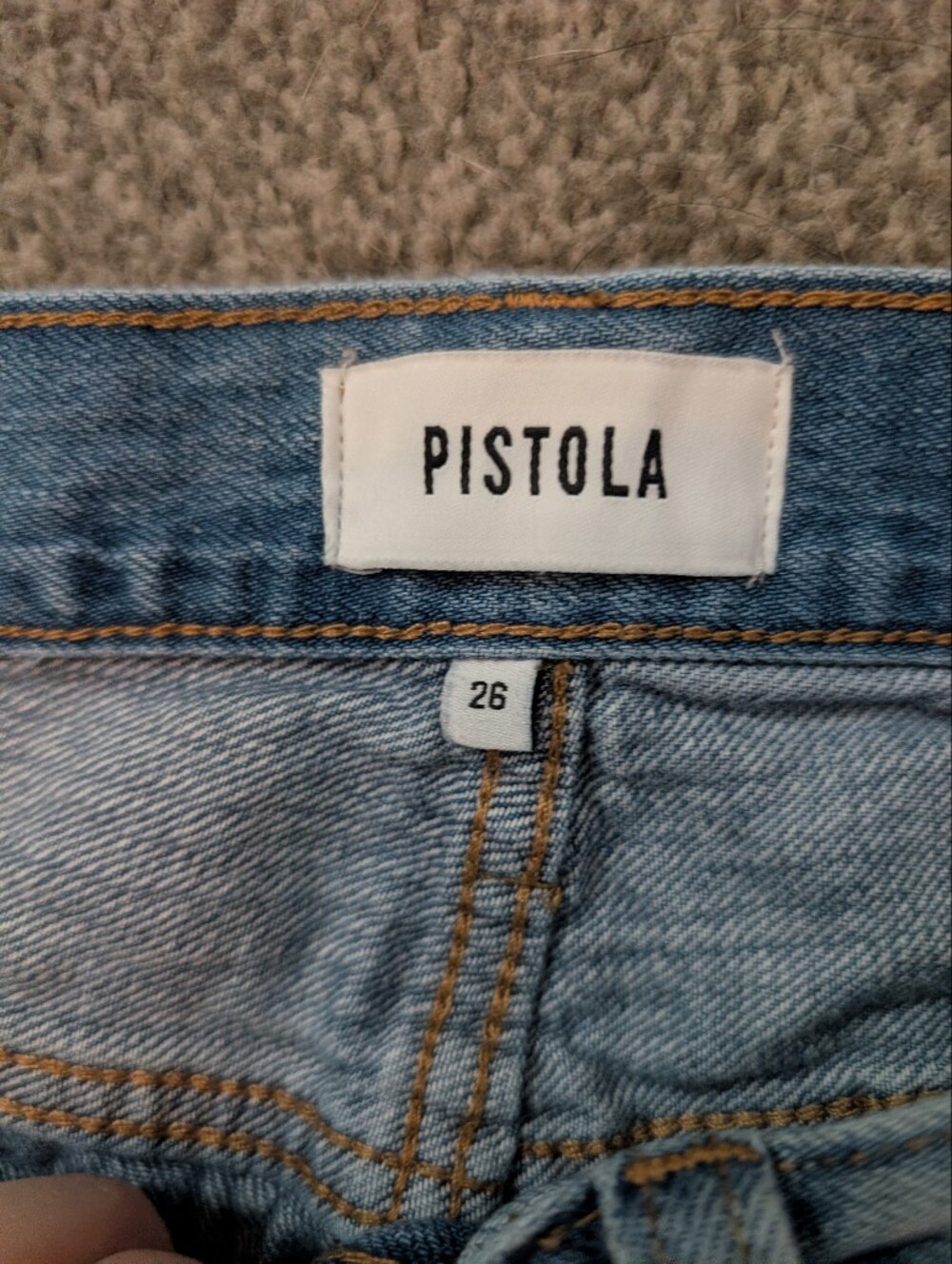 Pistola High Rise Distressed Straight Leg Jeans Light Wash Raw Hem Size 26 - Picture 2 of 7
